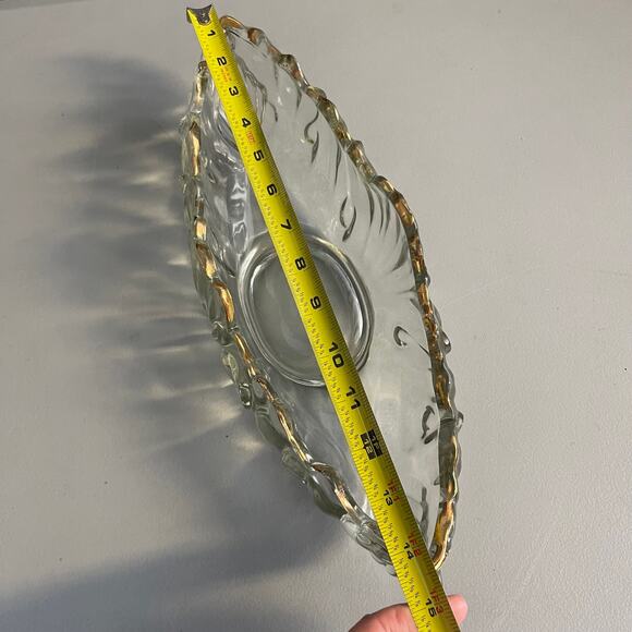 Jeannette Glass Gondola Centerpiece Mid-Century Art Deco Bowl with Gold Trim - Picture 5 of 7